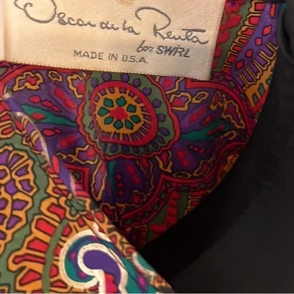 VTG Oscar de la Renta for Swirl Paisley Maxi Caftan Dress Made in USA Size 1X - Picture 5 of 12